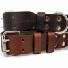Hunderland Premium Lederhalsband aus Vollleder mit Doppeldornschnalle, Edelstahlbeschlägen und verstärkten Nieten für große und kräftige Hunde