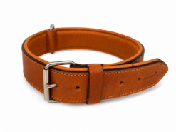 Hunderland Leder-Zugstopp-Halsband aus hochwertigem Echtleder in Vintage-Braun mit Edelstahl-D-Ring und robuster Schnalle